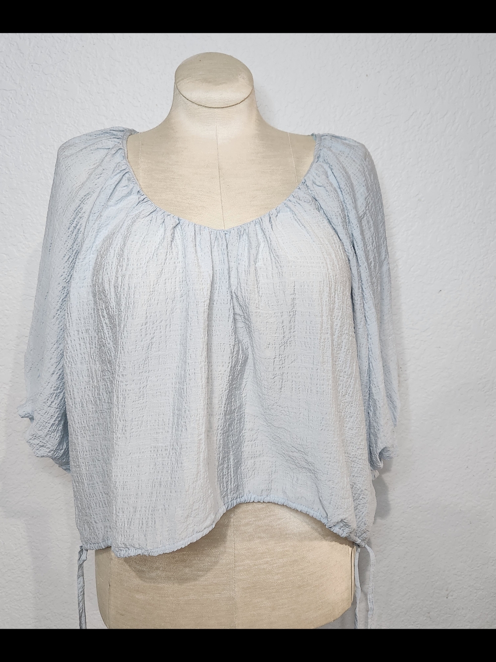 Astr Light Blue Peasant Tunic Top